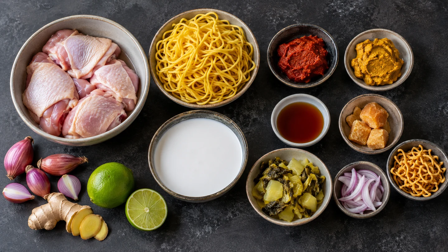 Suroviny na Khao Soi