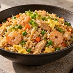 Cantonese Fried Rice (Quick Canton-Style Rice with Egg, Chicken & Veg)