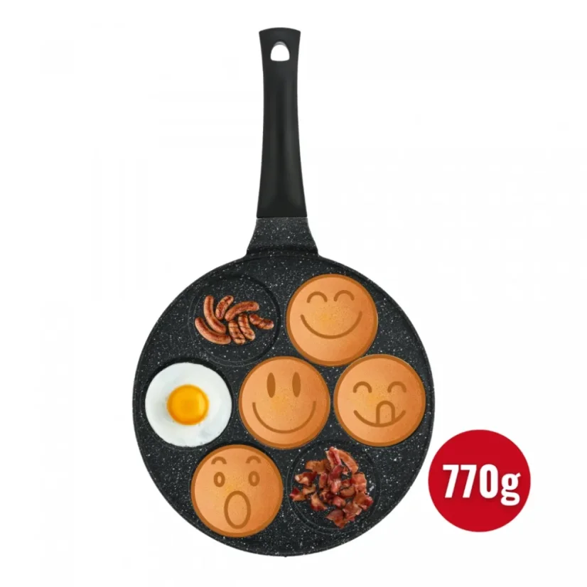 Herzberg Marble coated frying pan for 7 pancakes with spikes 26 cm