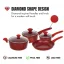 Herzberg 7 Pieces Marble Coated Cast Iron Cookware Set - Red