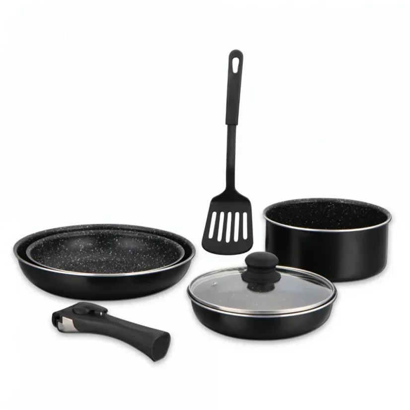 Herzberg 7-piece set of marble-coated dishes