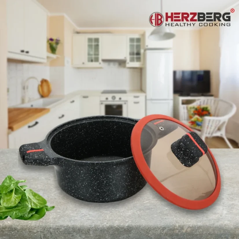 Herzberg Hrniec so žulovým povrchom a sklenenou pokrievkou - 20 cm