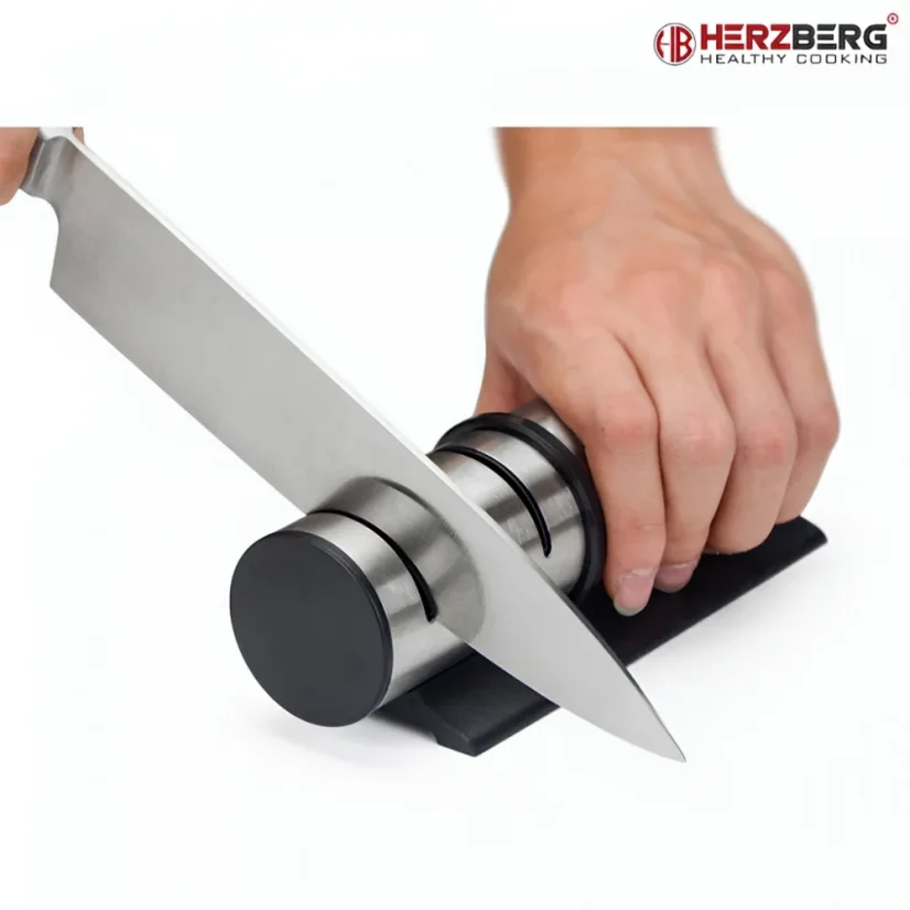 Herzberg Stainless steel cylindrical manual knife sharpener