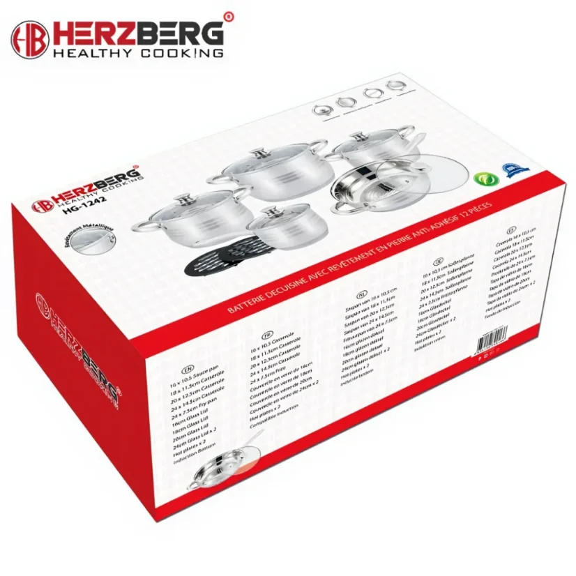 Herzberg Set of 12 stainless steel cookware