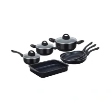 Herzberg Set of 10 marble coated dishes - Black Herzberg Set of 10 marble coated dishes - Black