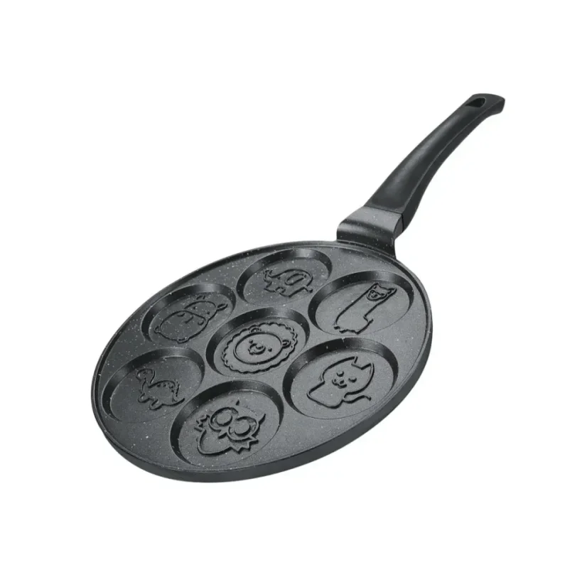 Herzberg Marmorierte Pfanne für 7 Pfannkuchen mit Tieren 26 cm