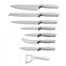 Royalty Line Set of 7 knives with non-stick coating and scraper - White Royalty Line Set of 7 knives with non-stick coating and scraper - White