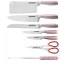 Herzberg 8-piece stainless steel knife set with acrylic stand - Red