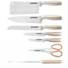 Herzberg 8-teiliges Messerset aus rostfreiem Stahl mit Acrylständer - Gelb Herzberg 8-teiliges Messerset aus rostfreiem Stahl mit Acrylständer - Gelb