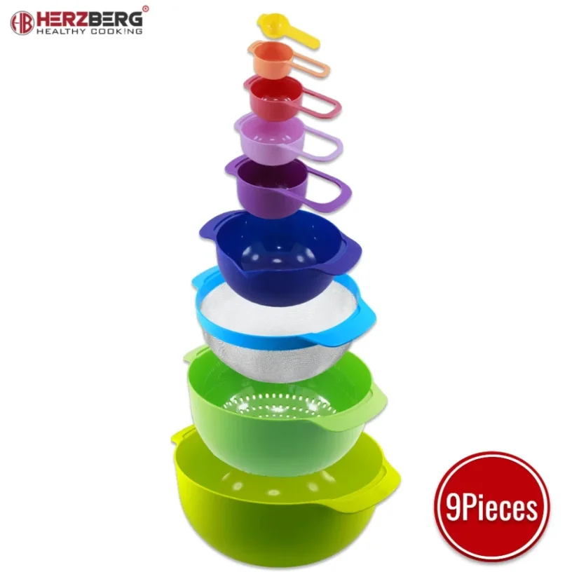 Herzberg Set of bowls and measuring cups 9 in 1