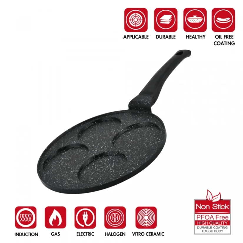 Herzberg Marmorierte Pfanne für 4 Pfannkuchen 26 cm