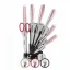 Herzberg 8-piece stainless steel knife set with acrylic stand - Yellow Herzberg 8-piece stainless steel knife set with acrylic stand - Yellow