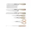 Herzberg 8-piece stainless steel knife set with acrylic stand - Yellow Herzberg 8-piece stainless steel knife set with acrylic stand - Yellow