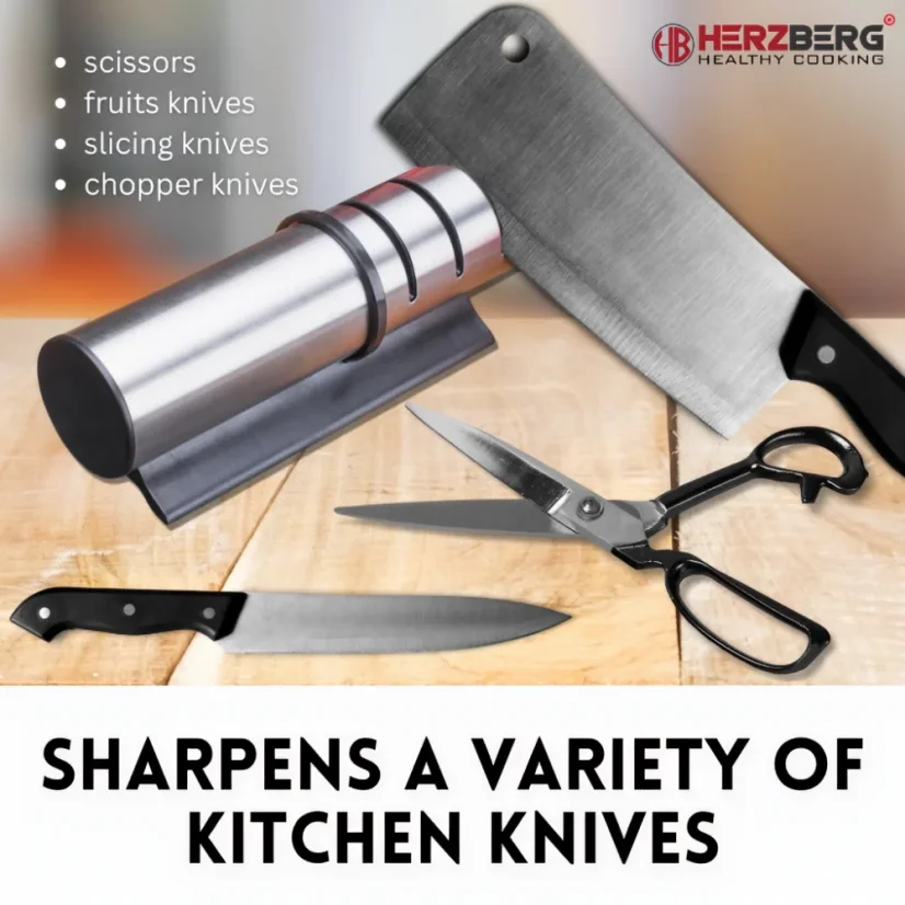Herzberg Stainless steel cylindrical manual knife sharpener