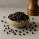 Schwarzer Pfeffer, der dem Essen Würze und Tiefe verleiht