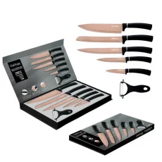 Cheffinger 6-teiliges Messerset mit Marmorbeschichtung - Kollektion Titanium Gold + Schwarz Cheffinger 6-teiliges Messerset mit Marmorbeschichtung - Kollektion Titanium Gold + Schwarz