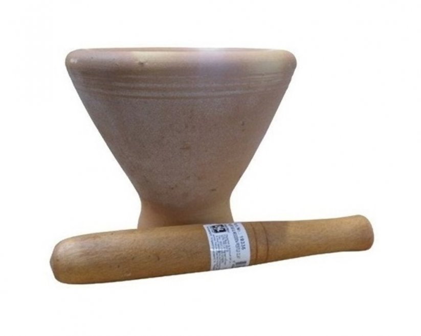 Keramikmörser mit einem Holzstößel von 20 cm