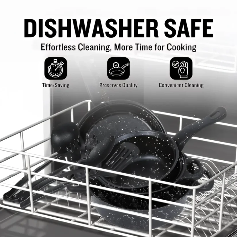 Herzberg 13-piece non-stick cookware set with set of accessories