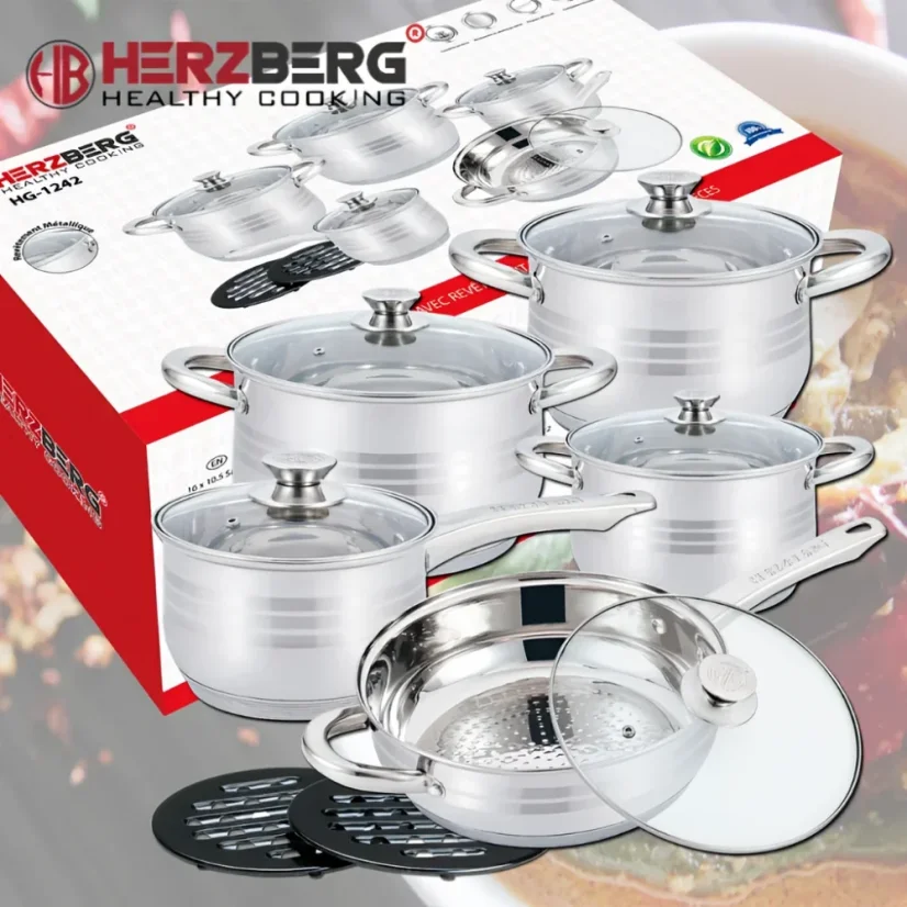 Herzberg Set of 12 stainless steel cookware
