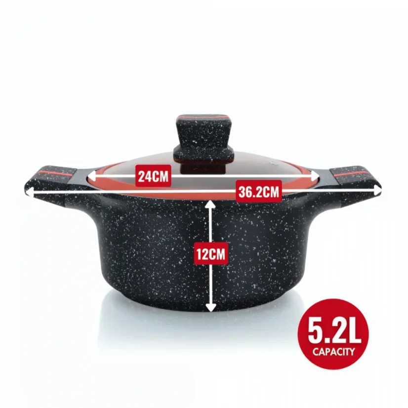 Herzberg Hrniec so žulovým povrchom a sklenenou pokrievkou - 24 cm