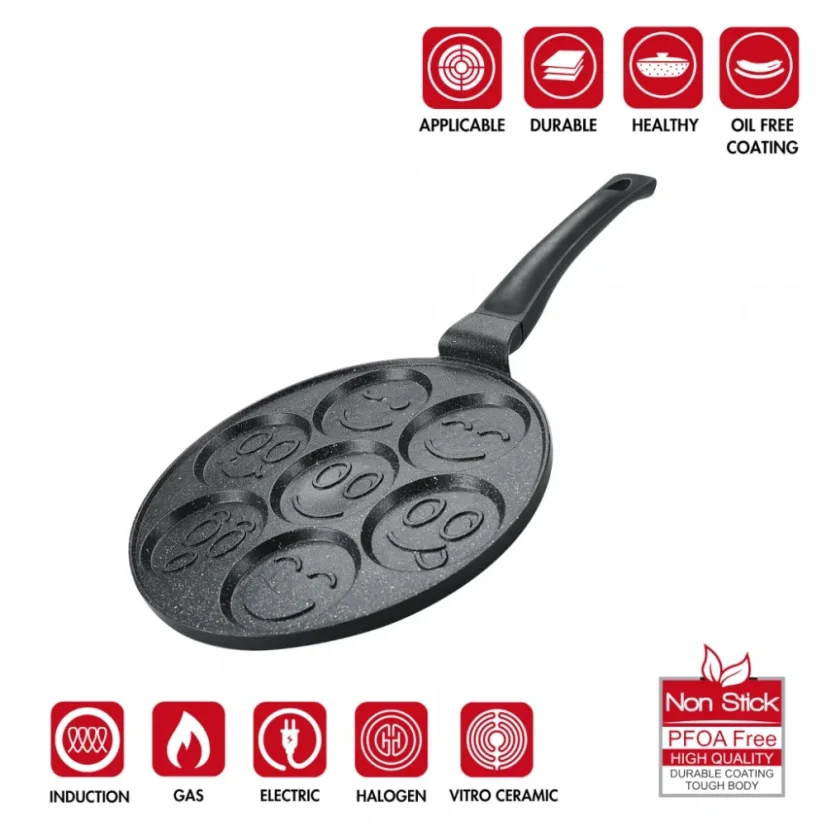 Herzberg Marble coated frying pan for 7 pancakes with spikes 26 cm