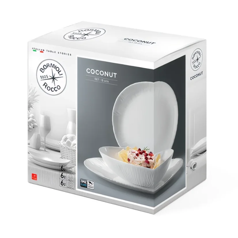 Bormioli Rocco 18 piece set of plates Coconut Tavola