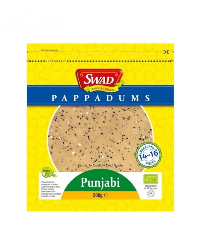 Swad Punjabi Papadum mit schwarzem pfeffer 200 g