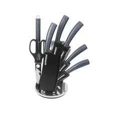 Herzberg 8 piece knife set with acrylic stand - Carbon Herzberg 8 piece knife set with acrylic stand - Carbon