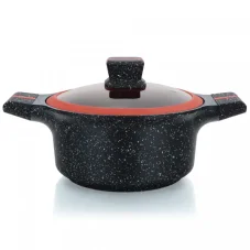 Herzberg Granite coated pot with glass lid - 32 cm Herzberg Granite coated pot with glass lid - 32 cm
