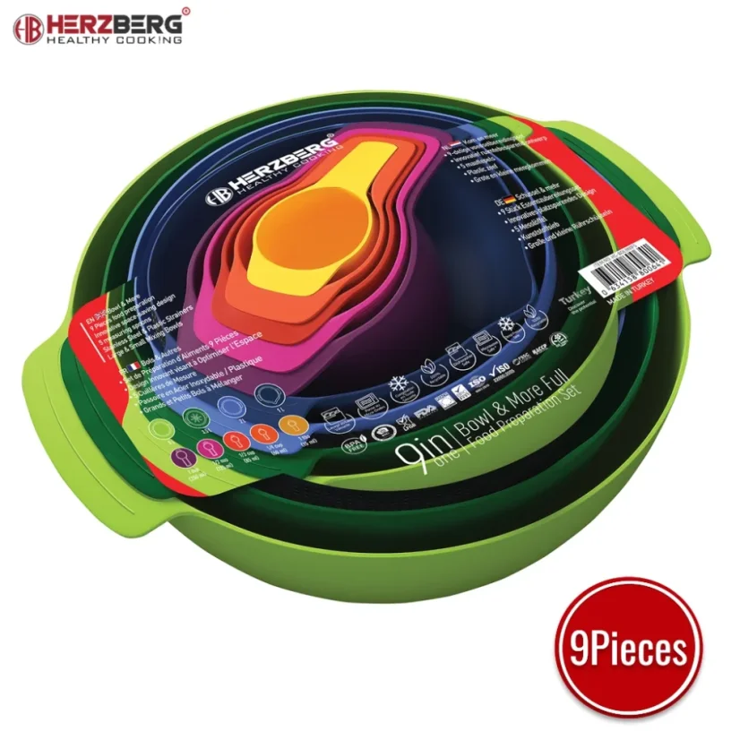 Herzberg Súprava misky a odmerky 9 v 1