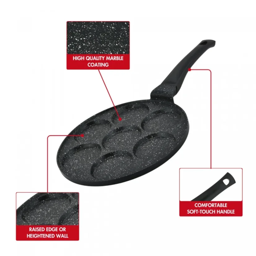 Herzberg Mramorem potažená Pánev na 7 lívanců 26 cm