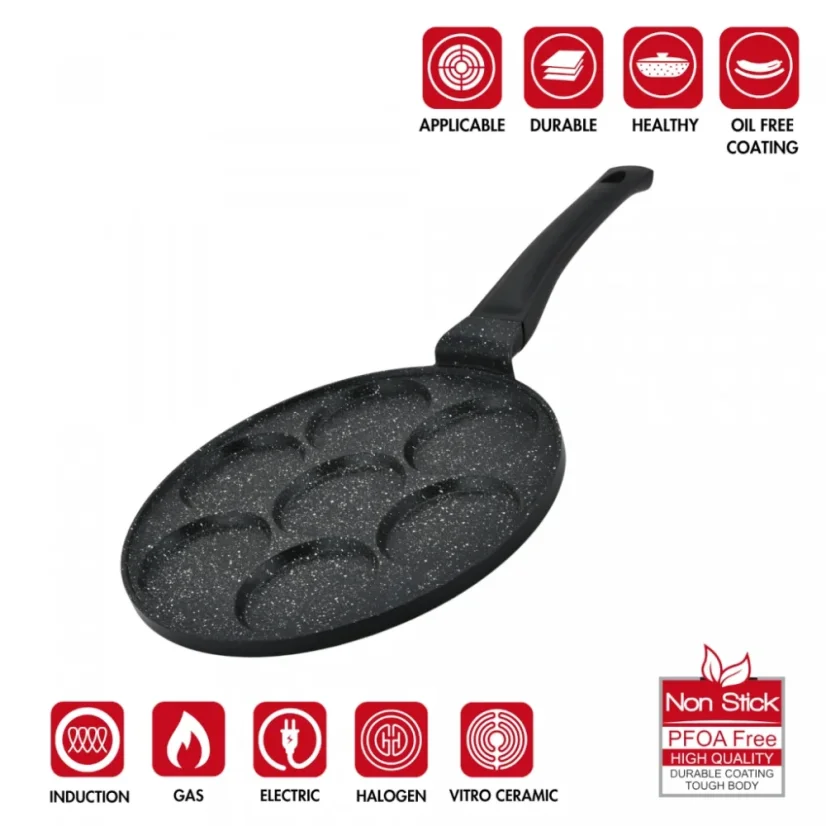 Herzberg Marmorierte Pfanne für 7 Pfannkuchen 26 cm
