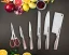 Herzberg 8-piece stainless steel knife set with acrylic stand - Yellow