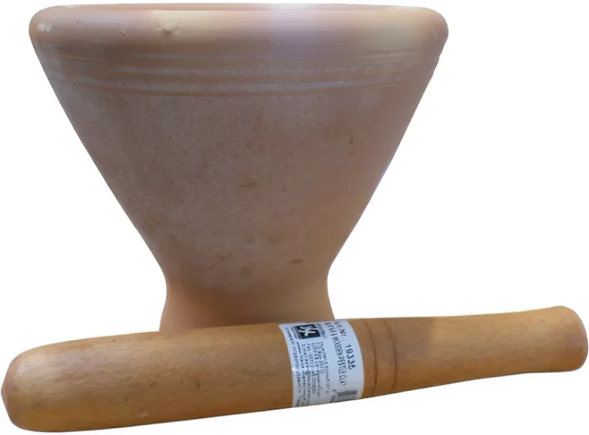 Ceramic mortar with wooden pestle 20 cm