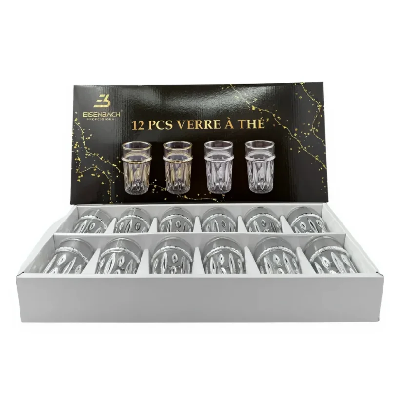 Eisenbach 12 pieces of tea glasses with silver accent