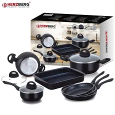 Herzberg Set of 10 marble coated dishes - Black Herzberg Set of 10 marble coated dishes - Black