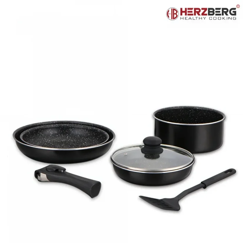 Herzberg 7-piece set of marble-coated dishes