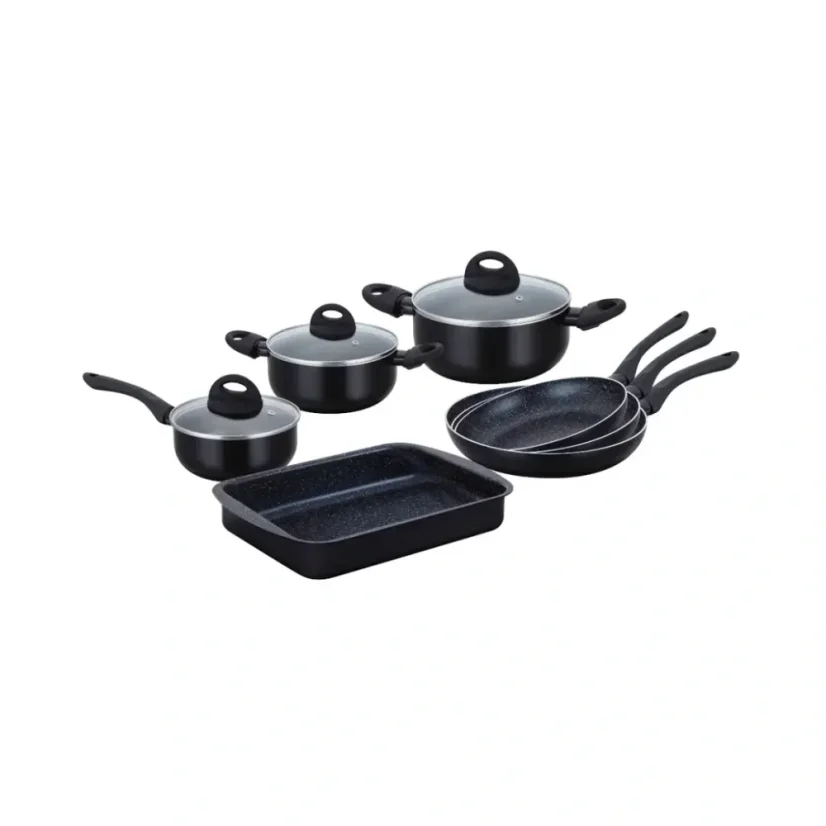 Herzberg Set aus 10 marmorierten Schalen - Schwarz