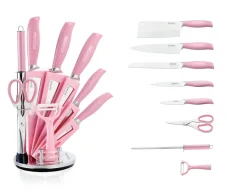 Royalty Line 9-piece knife set block with swivel holder - Pink Royalty Line 9-piece knife set block with swivel holder - Pink