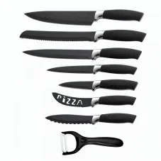 Royalty Line Set of 7 knives with non-stick coating and scraper - Black Royalty Line Set of 7 knives with non-stick coating and scraper - Black