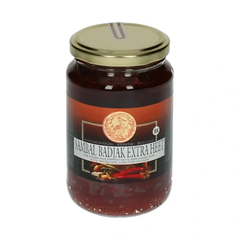 Koningsvogel Chilli paste Sambal Badjak extra hot 375 g