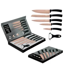 Cheffinger Sada 6 nožov s mramorovým povrchom - kolekcia Titanium Gold + Black Cheffinger Sada 6 nožov s mramorovým povrchom - kolekcia Titanium Gold + Black