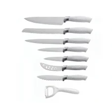 Royalty Line Set of 7 knives with non-stick coating and scraper - White