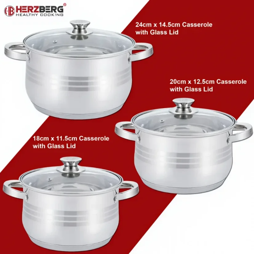 Herzberg Set of 12 stainless steel cookware