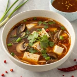 Hot & Sour Suppe (pikant-sauer) – einfaches Rezept mit Tofu, Pilzen & Ei