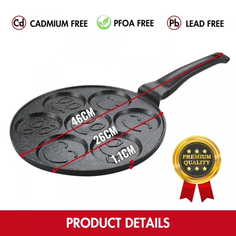 Herzberg Marble coated frying pan for 7 pancakes with spikes 26 cm