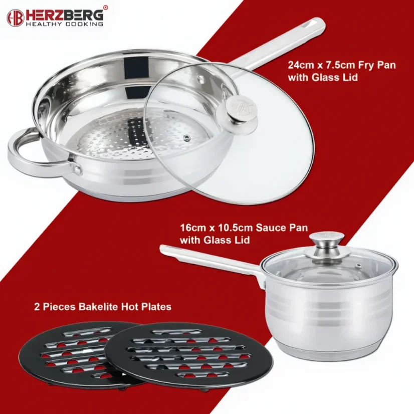 Herzberg Set of 12 stainless steel cookware
