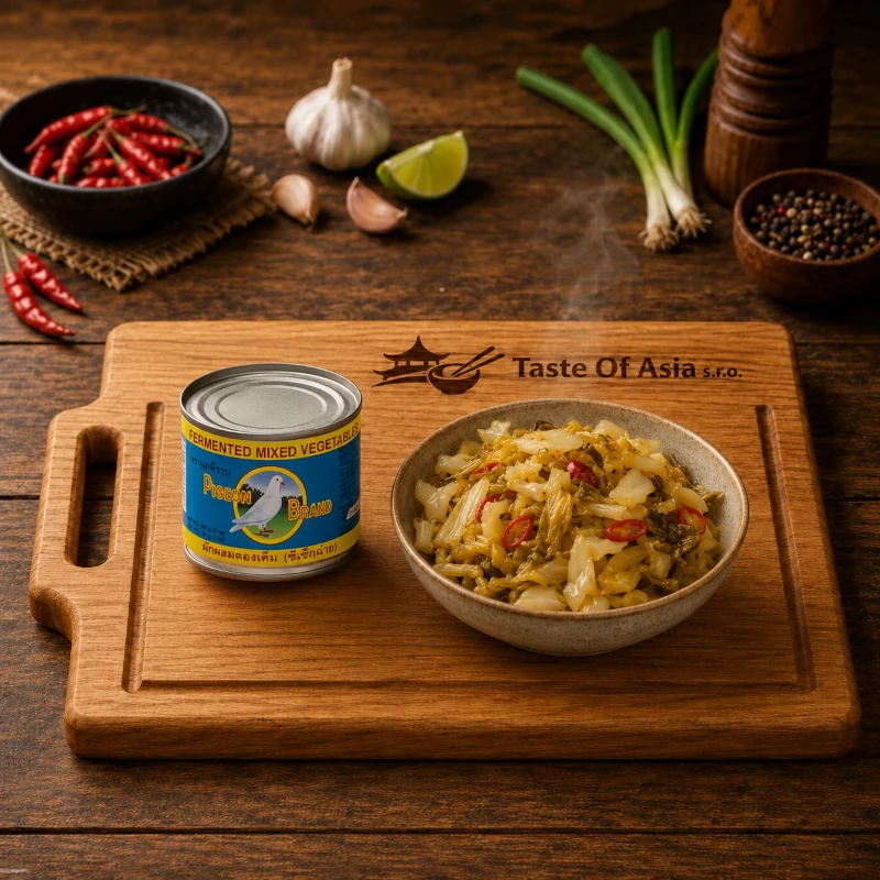 Pigeon Brand Fermentovaný zeleninový mix v Sojové omáčce 140 g