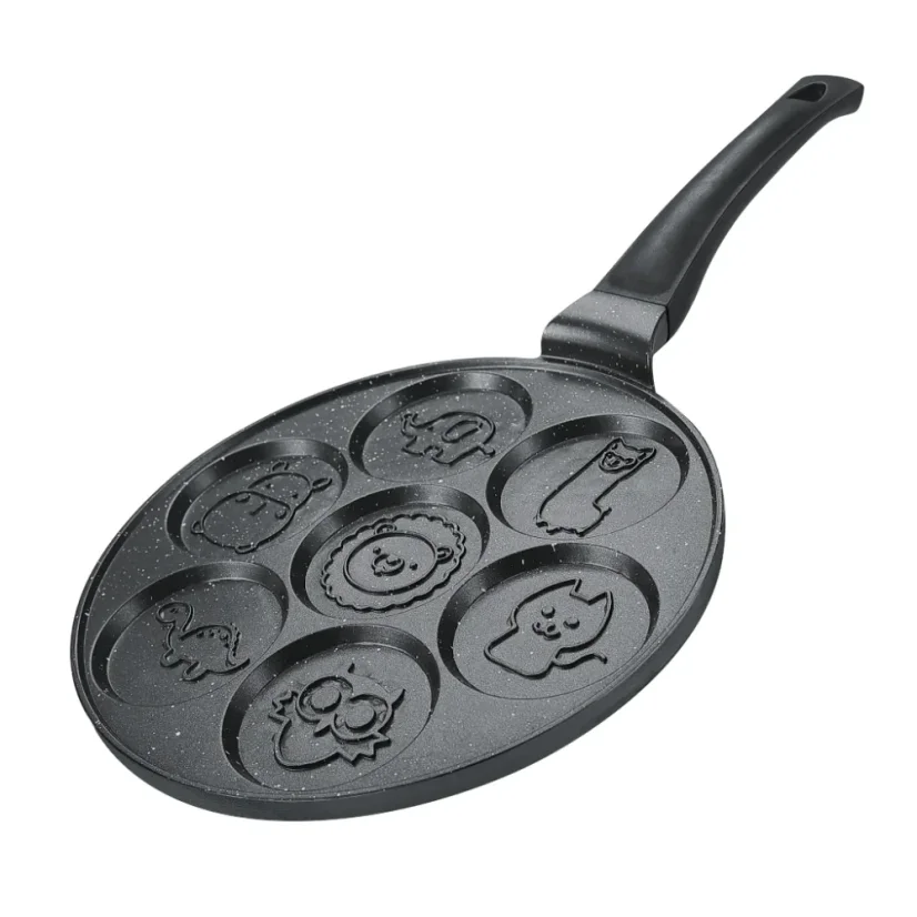 Herzberg Marble coated Pan for 7 pancakes with animals 26 cm