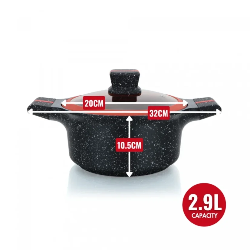 Herzberg Hrniec so žulovým povrchom a sklenenou pokrievkou - 20 cm